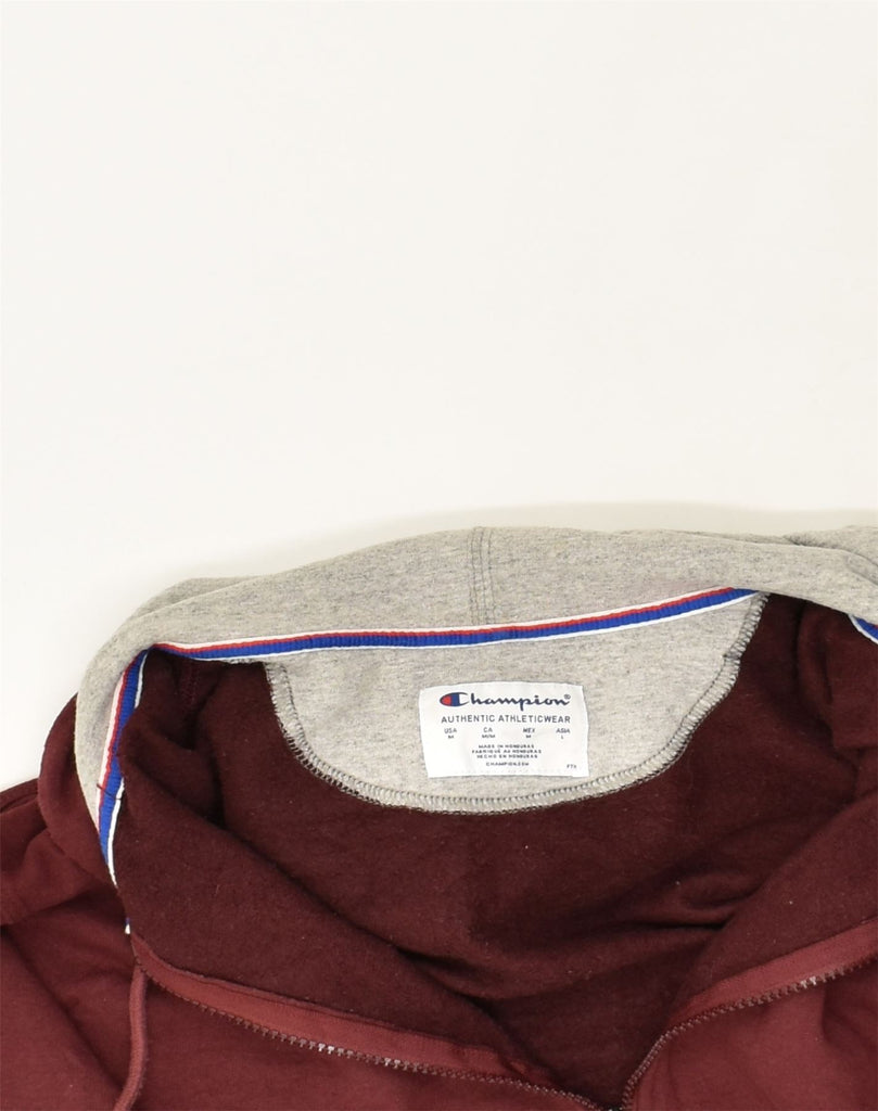 CHAMPION Mens Zip Hoodie Sweater UK 38 Medium Maroon Polyester | Vintage Champion | Thrift | Second-Hand Champion | Used Clothing | Messina Hembry 