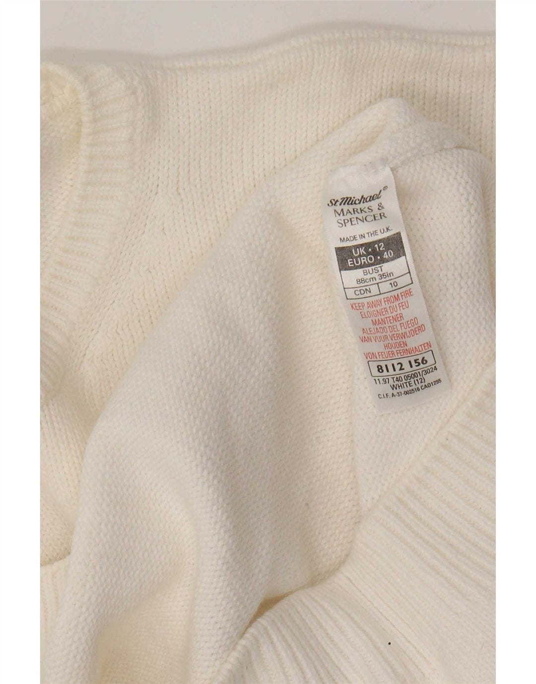 Marks & Spencer Womens Crew Neck Jumper Sweater UK 12 Medium White