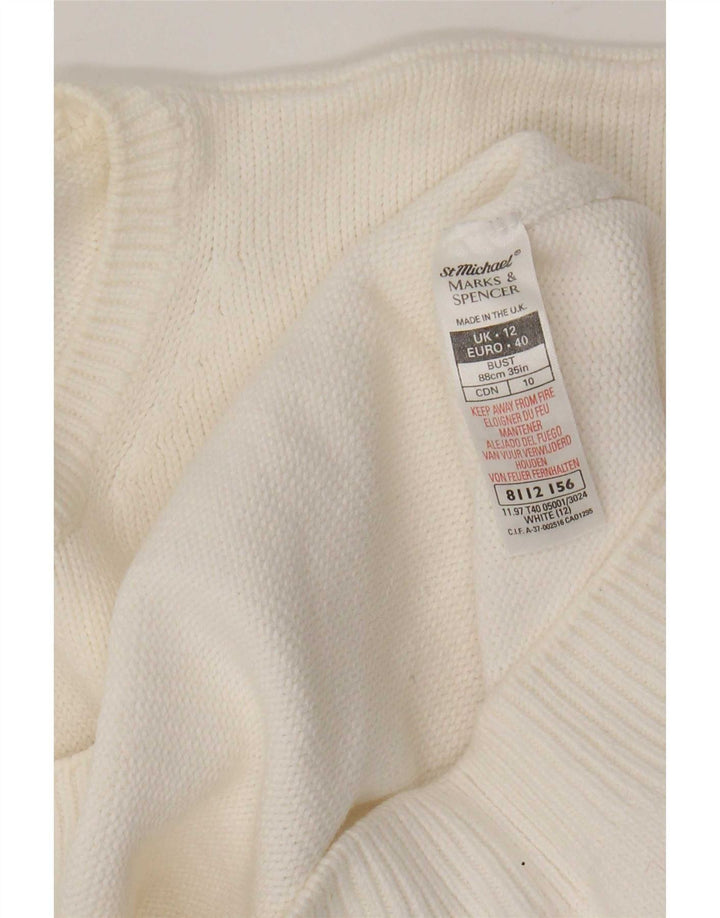 Marks & Spencer Womens Crew Neck Jumper Sweater UK 12 Medium White