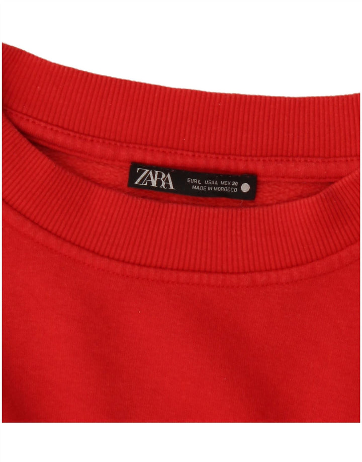 Zara Womens Sweatshirt Jumper UK 16 Large Red