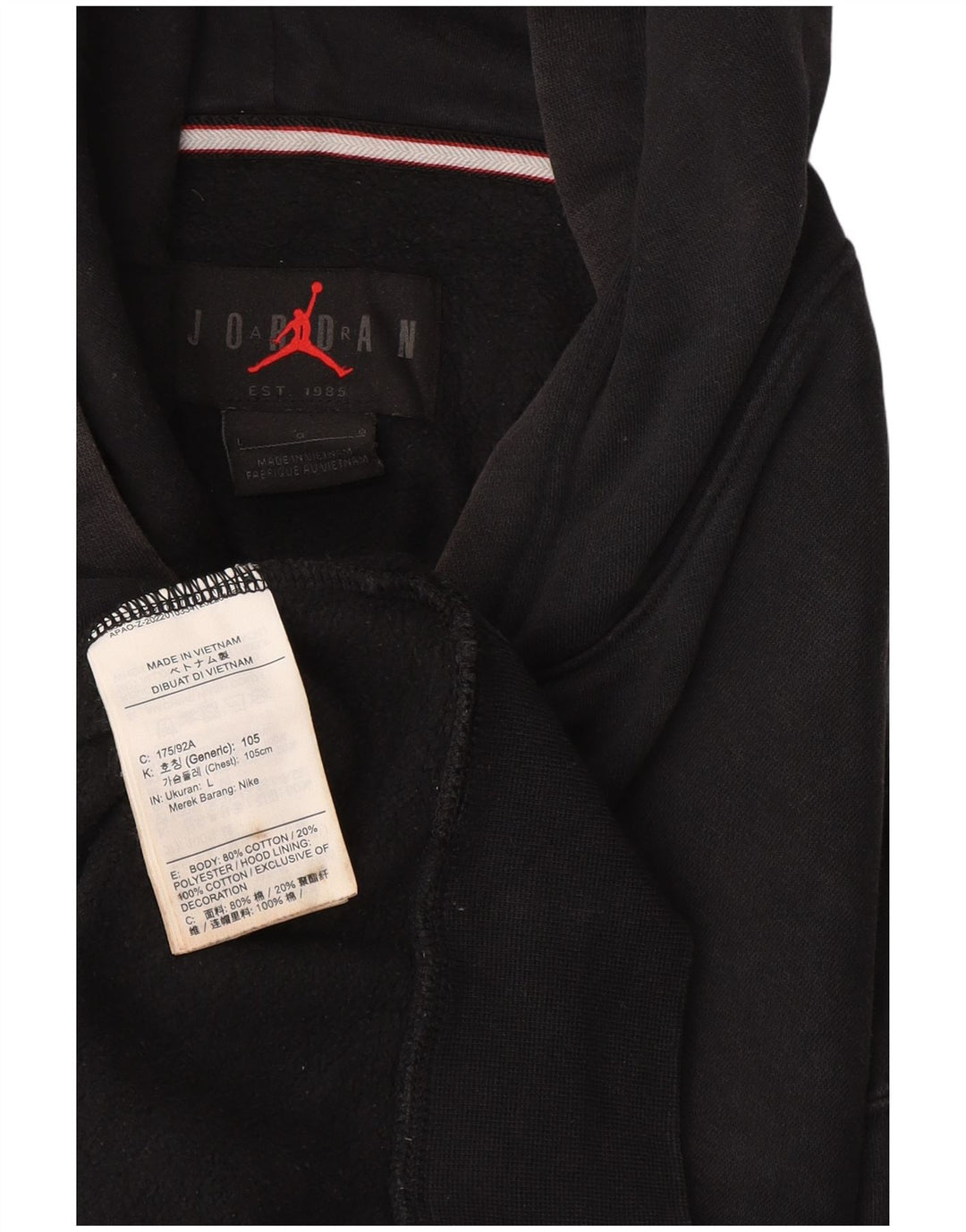 Jordan Mens Hoodie Jumper Large Black Cotton
