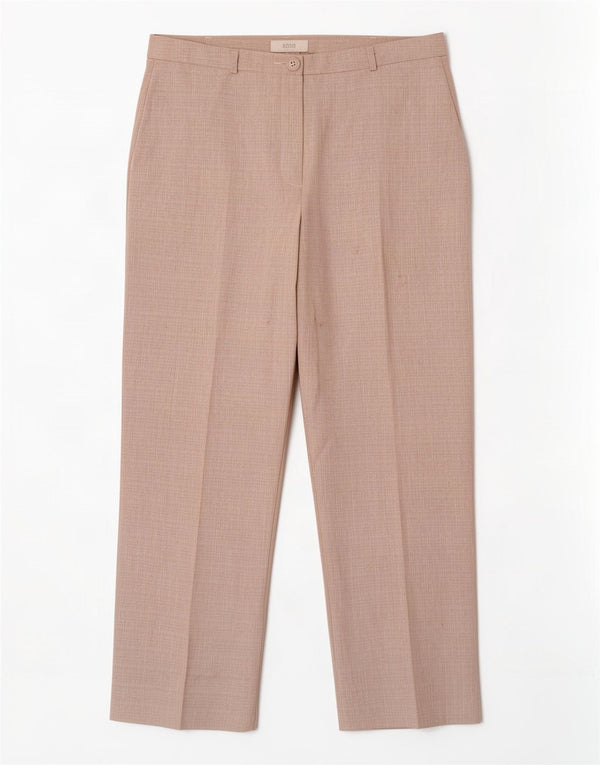 Marks & Spencer Womens Straight Casual Trousers UK 16 Large W32 L29 Beige