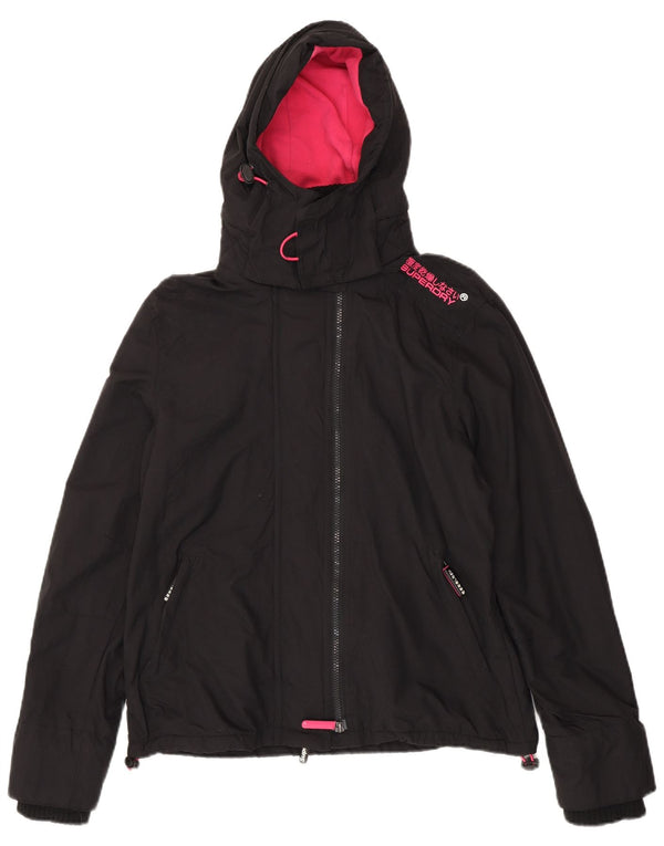 Superdry Womens Graphic Windbreaker Jacket UK 14 Large Black