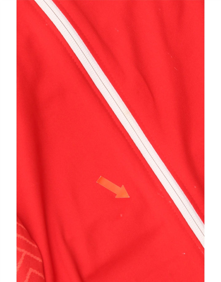 Nike Womens Dri Fit Zip Hoodie Sweater UK 14 Medium Red Geometric Polyester