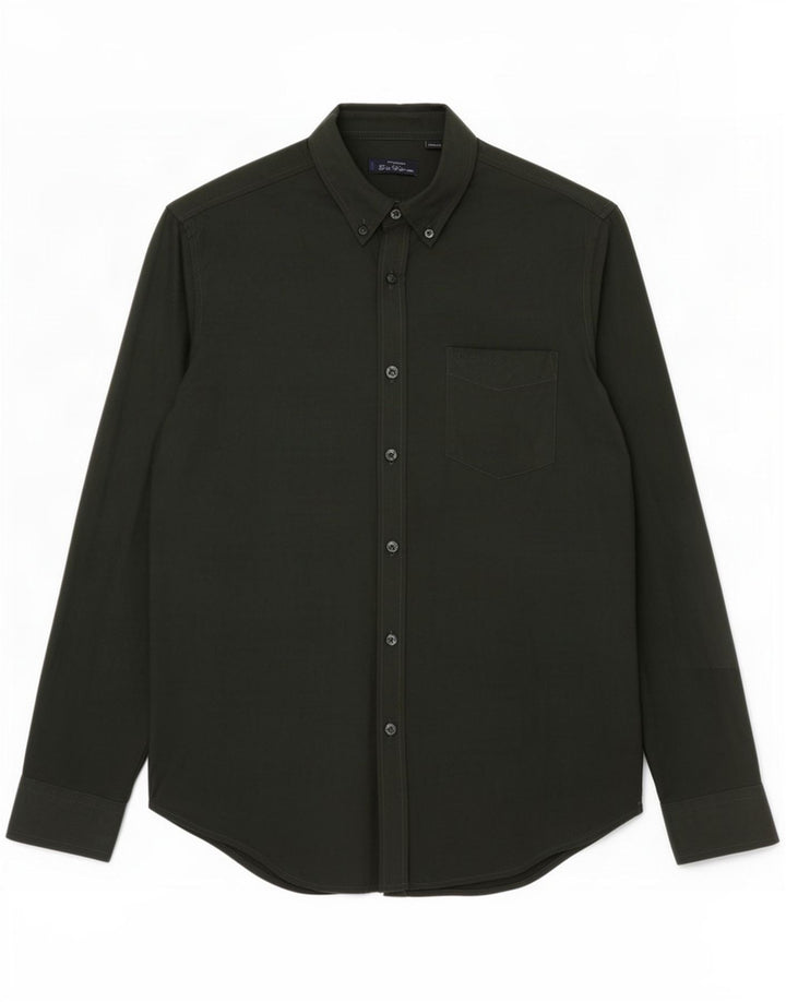 Ben Sherman Mens Shirt Medium Green Cotton