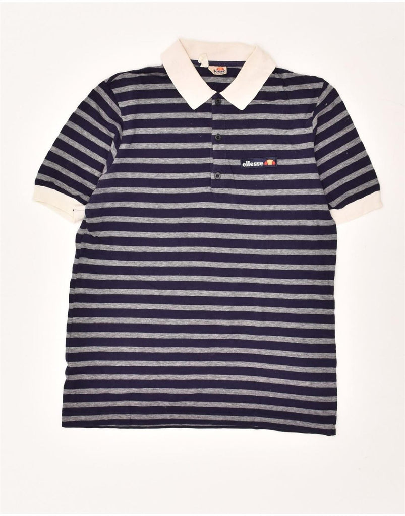 ELLESSE Mens Polo Shirt Small Navy Blue Striped | Vintage Ellesse | Thrift | Second-Hand Ellesse | Used Clothing | Messina Hembry 