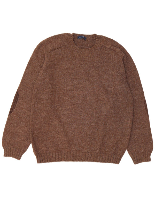 Vintage Mens Crew Neck Jumper Sweater IT 54 XL Brown Alpaca Wool