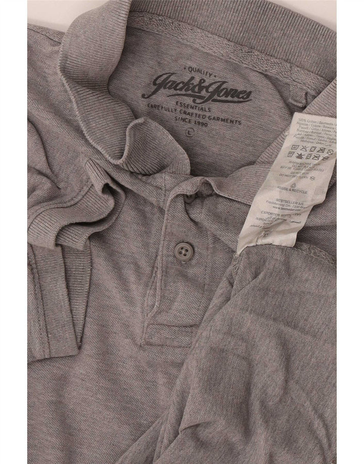 Jack & Jones Mens Polo Shirt Large Grey Cotton