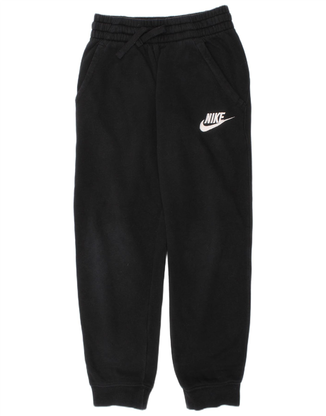NIKE Girls Graphic Tracksuit Trousers Joggers 8-9 Years Small Black Cotton