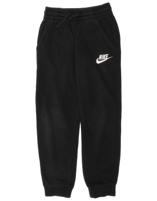 NIKE Girls Graphic Tracksuit Trousers Joggers 8-9 Years Small Black Cotton