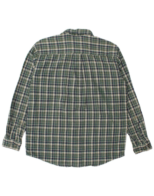 L.L.Bean Mens Flannel Shirt Medium Green Plaid Cotton