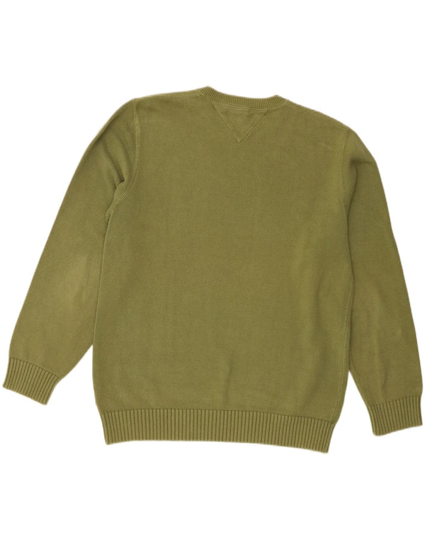 Tommy Hilfiger Mens Crew Neck Jumper Sweater Large Khaki Cotton