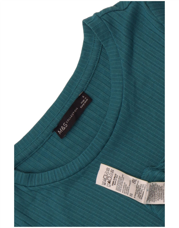 Marks & Spencer Womens Long Sleeve Maxi Dress UK 6 XS Green Polyester