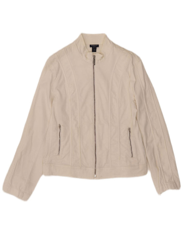 Gant Womens Bomber Jacket UK 12 Medium White Cotton
