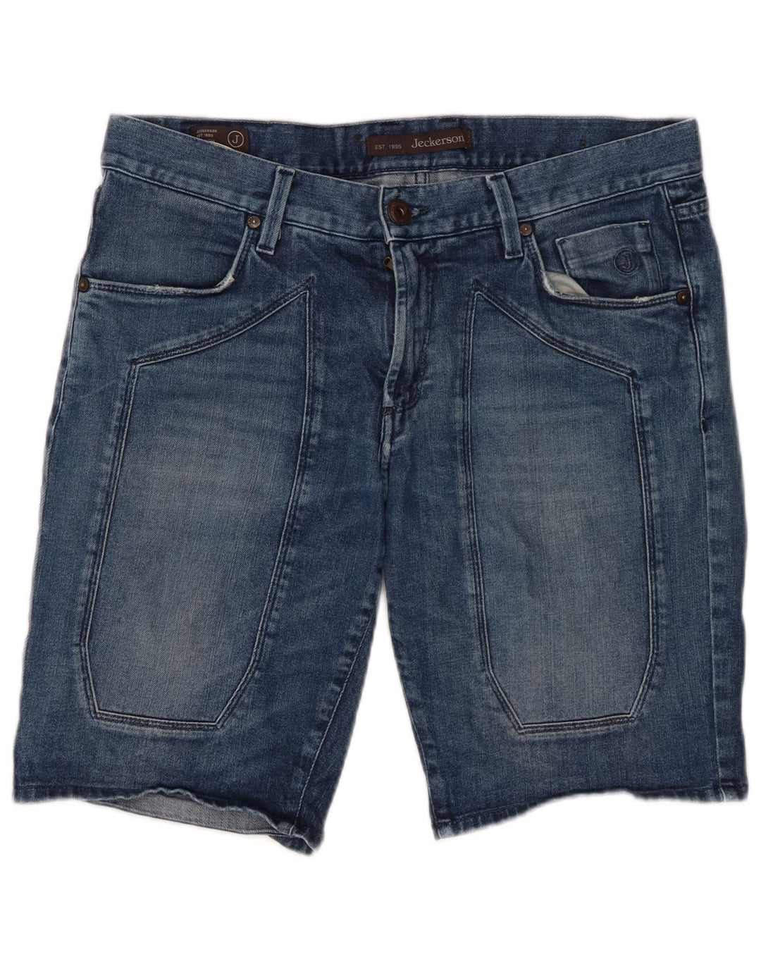 JECKERSON Mens Denim Shorts W34 Large Blue Cotton