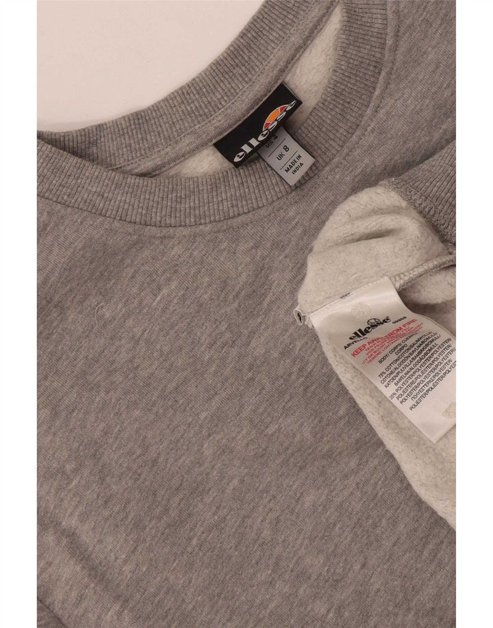 Ellesse Womens Sweatshirt Jumper UK 8 Small Grey Flecked Cotton