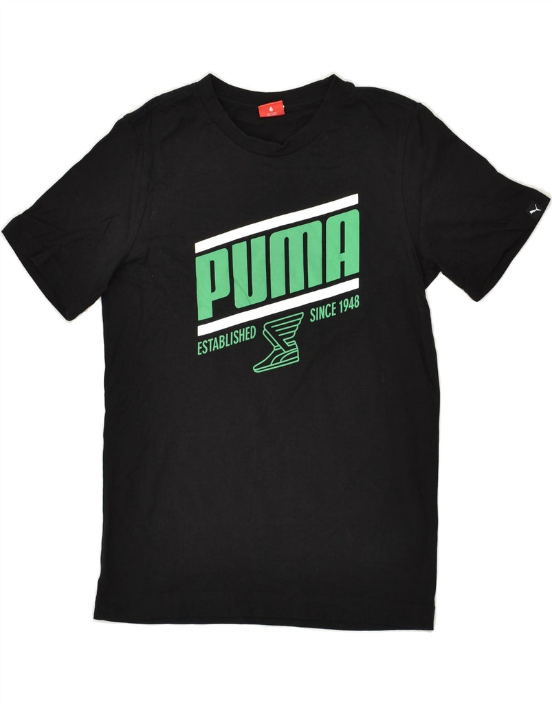 PUMA Boys Graphic T-Shirt Top 11-12 Years Black Cotton | Vintage Puma | Thrift | Second-Hand Puma | Used Clothing | Messina Hembry 