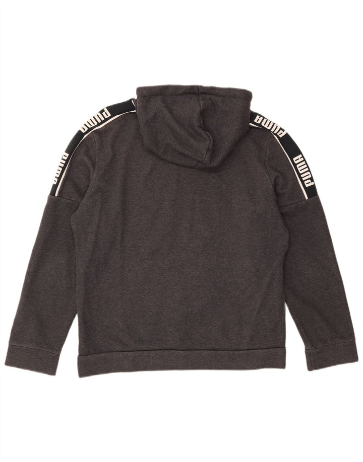 Puma Mens Graphic Hoodie Jumper Medium Grey Colourblock Cotton