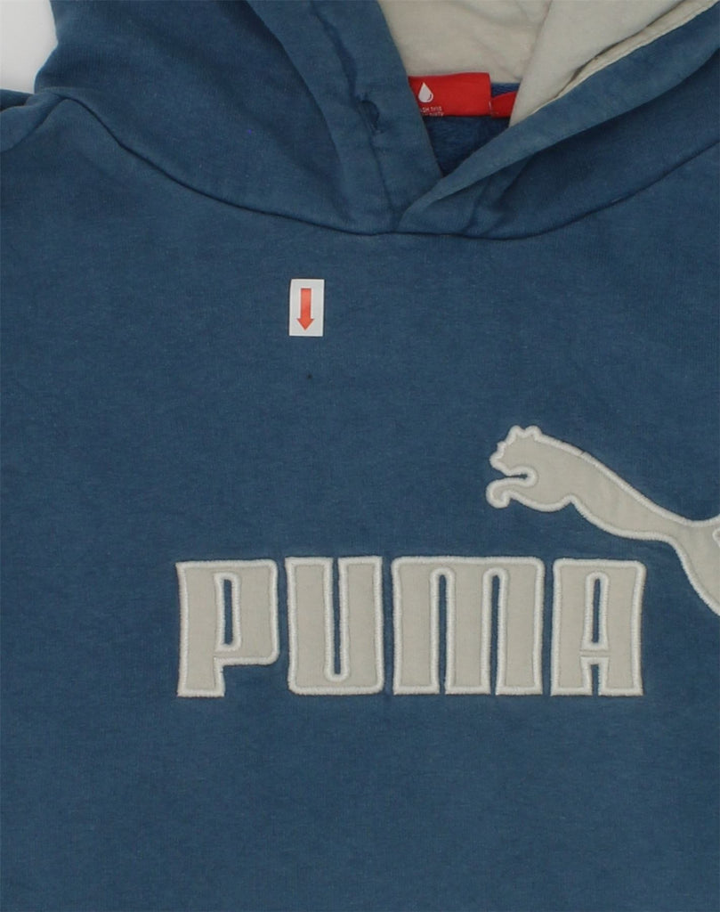 PUMA Boys Graphic Hoodie Jumper 13-14 Years Blue Cotton | Vintage Puma | Thrift | Second-Hand Puma | Used Clothing | Messina Hembry 