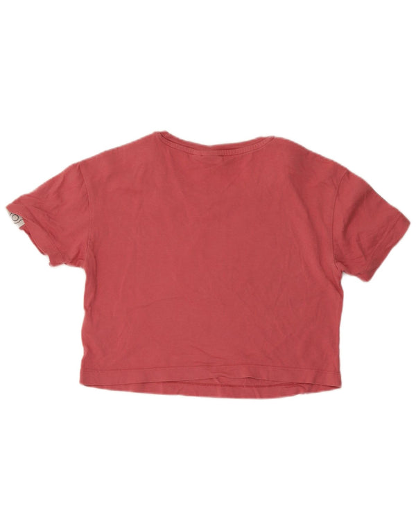 Adidas Womens Crop Graphic T-Shirt Top UK 6 XS Pink Colourblock Cotton