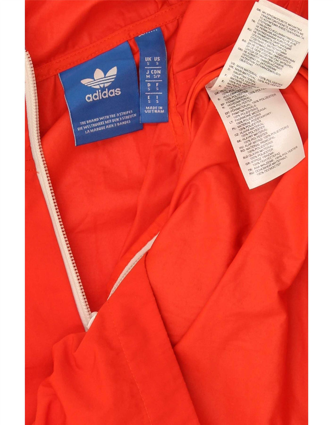 Adidas Mens Hooded Pullover Rain Jacket UK 36 Small Orange Polyester