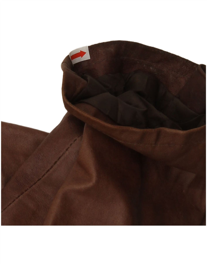 MASTERPELLE Mens Bomber Leather Jacket UK 40 Large Brown Leather