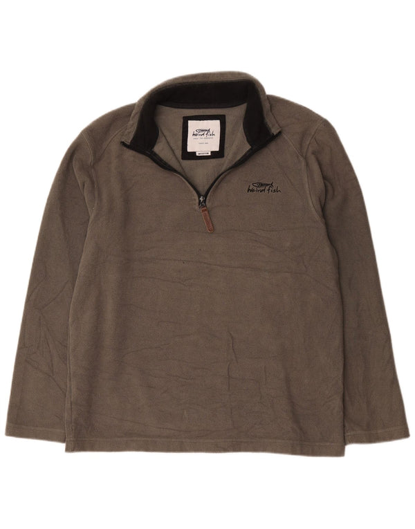 Weird Fish Mens Zip Neck Fleece Jumper Medium Grey Polyester