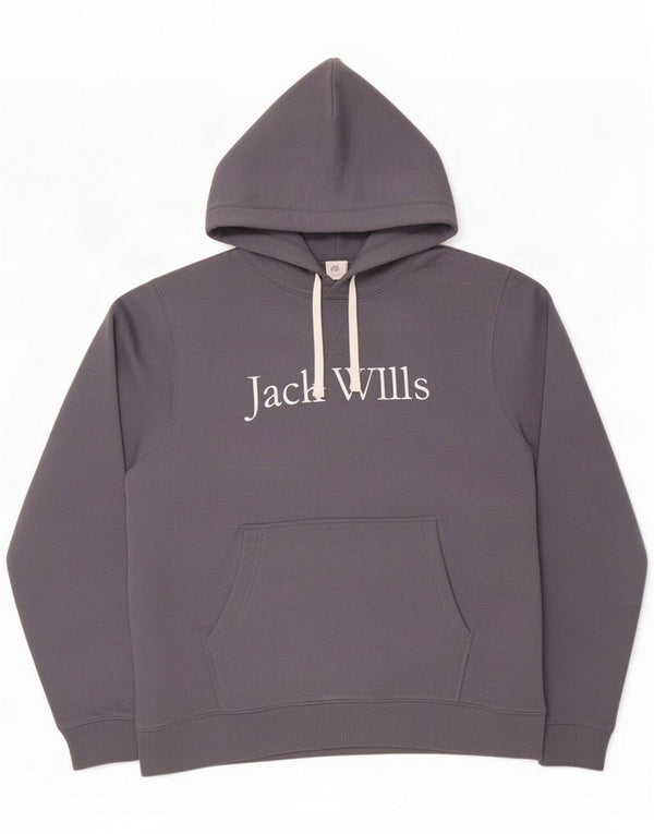 Jack Wills Mens Graphic Hoodie Jumper Large Grey Cotton