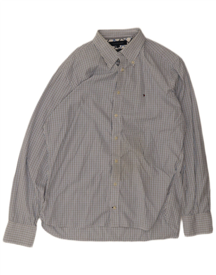 Tommy Hilfiger Mens Shirt Large Blue Check Cotton