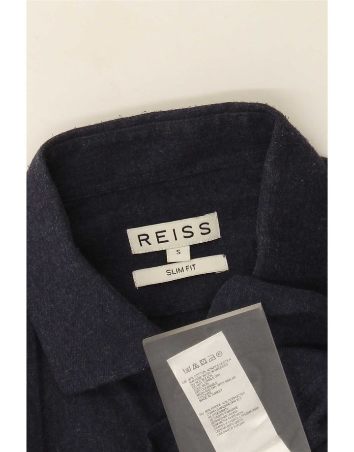 Reiss Mens Slim Fit Shirt Small Navy Blue Cotton