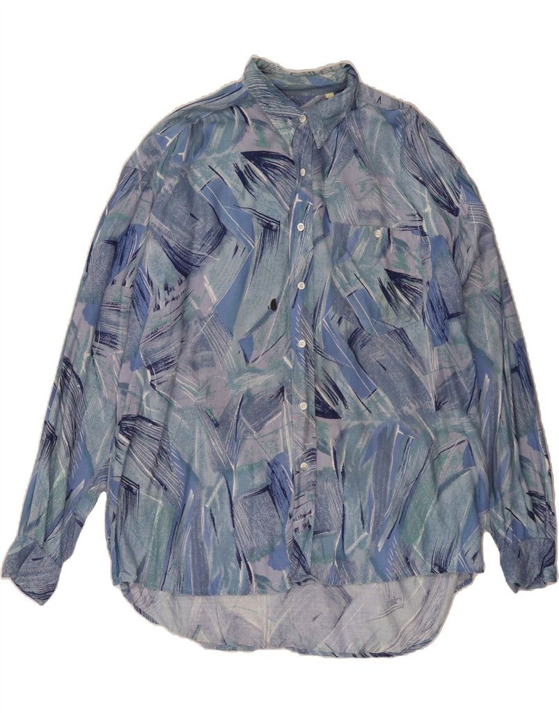 VINTAGE Mens Abstract Pattern Shirt XL Blue Viscose Vintage Vintage and Second-Hand Vintage from Messina Hembry 