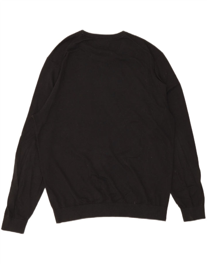 Massimo Dutti Mens Crew Neck Jumper Sweater 2XL Black Cotton