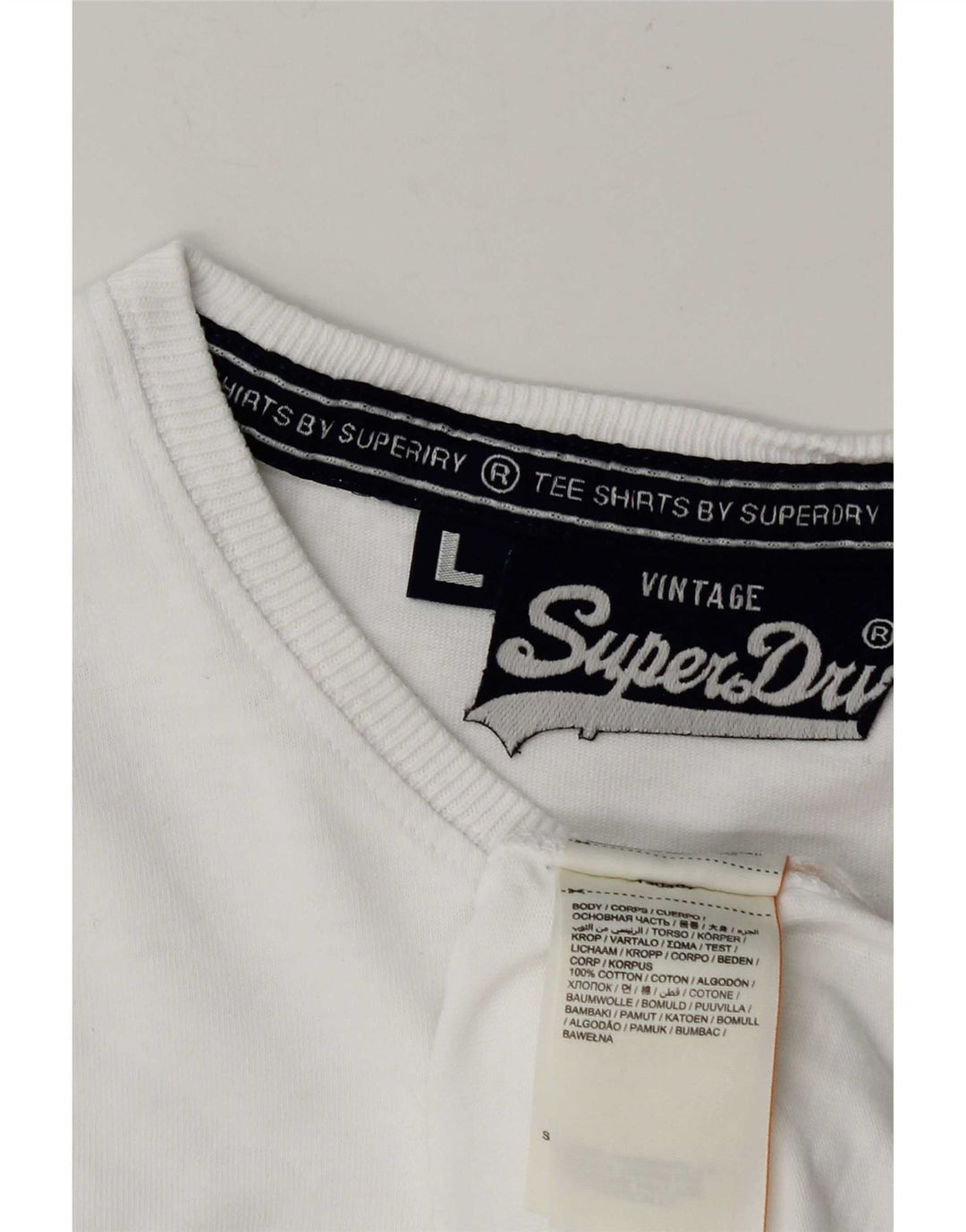 Superdry Mens T-Shirt Top Large White Cotton