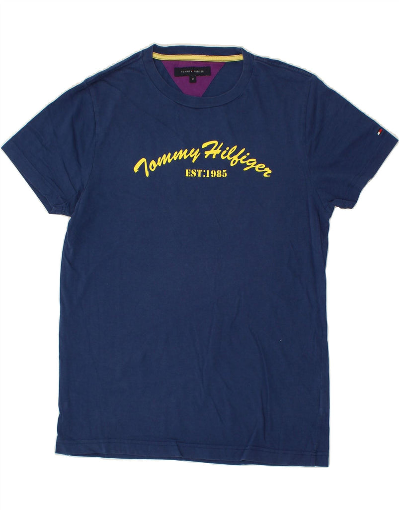 TOMMY HILFIGER Mens Graphic T-Shirt Top Medium Blue Cotton | Vintage Tommy Hilfiger | Thrift | Second-Hand Tommy Hilfiger | Used Clothing | Messina Hembry 