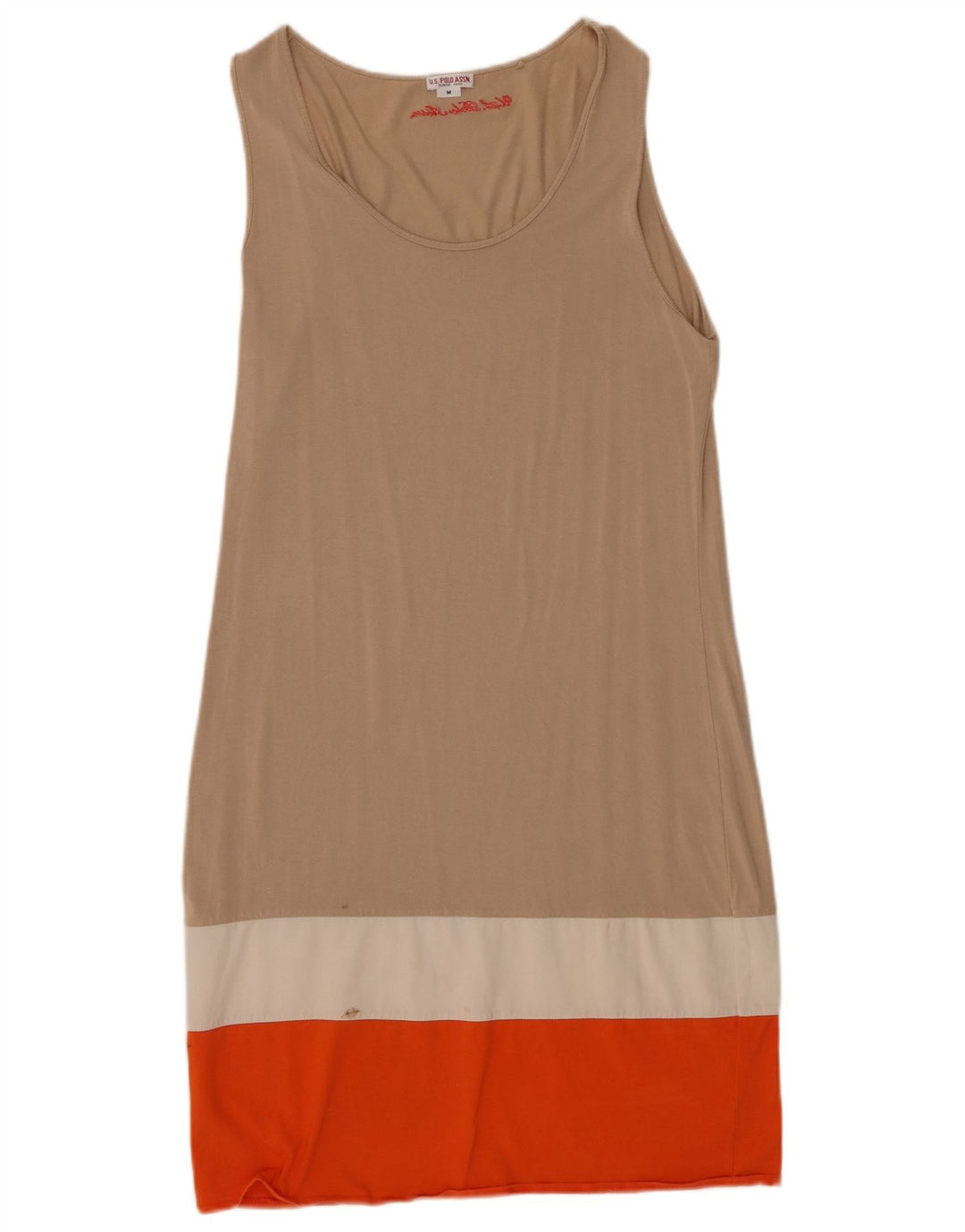 U.S. Polo Assn. Womens Basic Dress UK 12 Medium Beige Colourblock