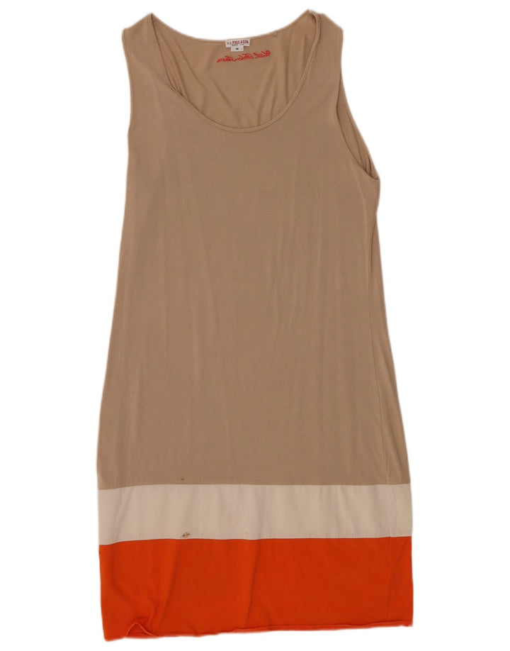U.S. Polo Assn. Womens Basic Dress UK 12 Medium Beige Colourblock