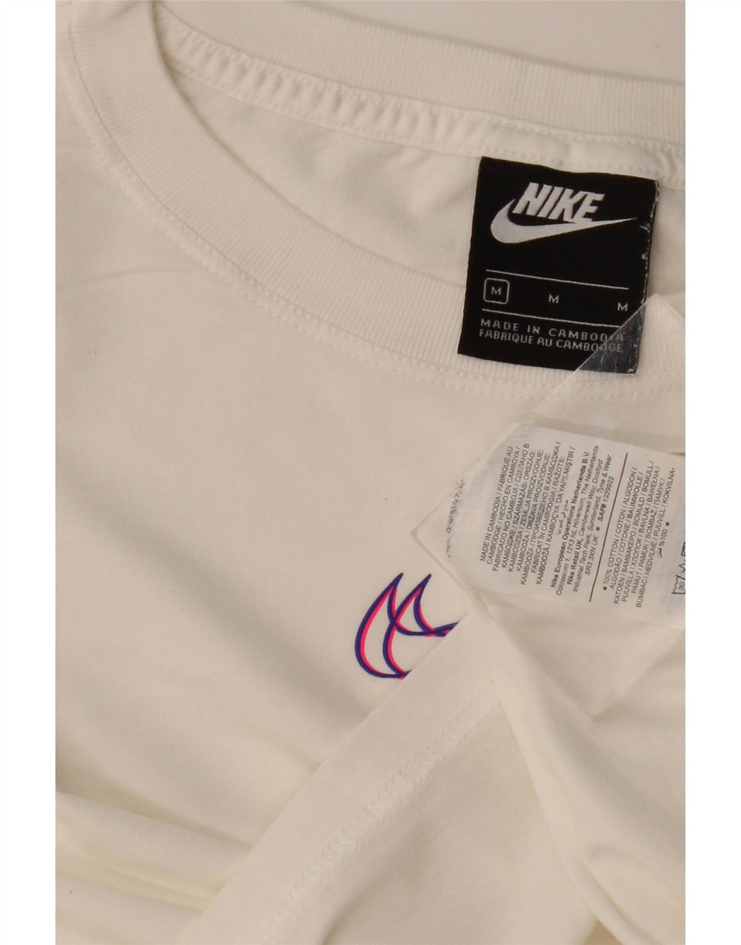 Nike Womens Crop Graphic T-Shirt Top UK 14 Medium White Cotton