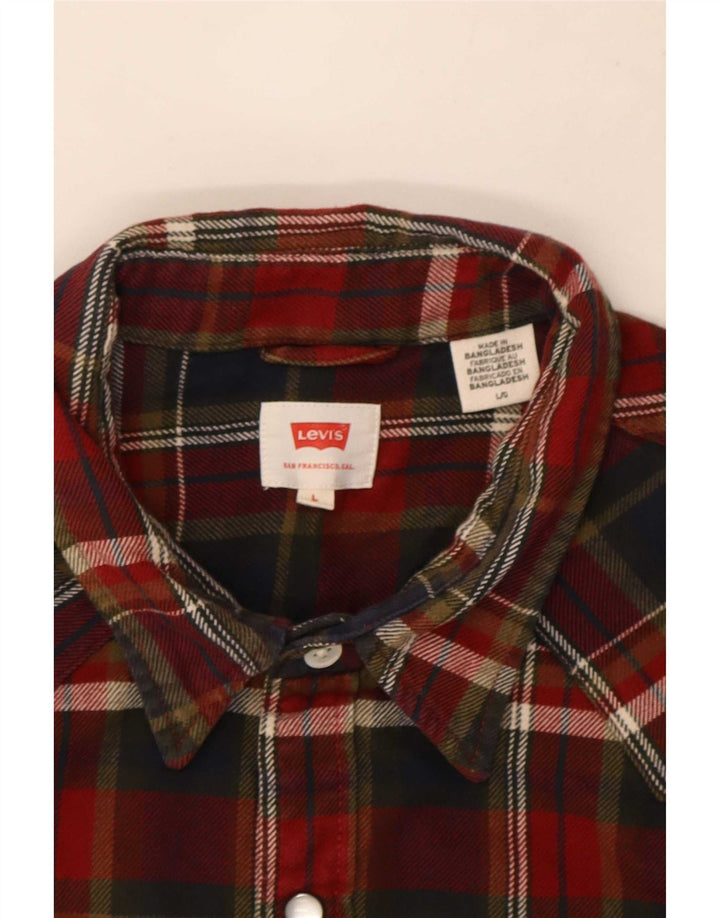 Levi's Mens Flannel Shirt Large Red Check