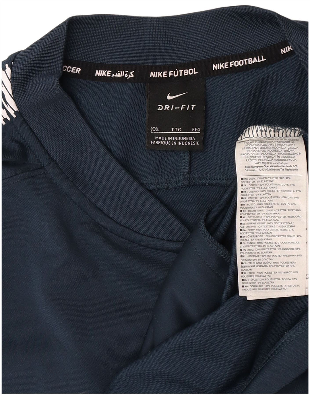 Nike Mens Dri Fit Graphic Tracksuit Top Jacket 2XL Navy Blue Colourblock