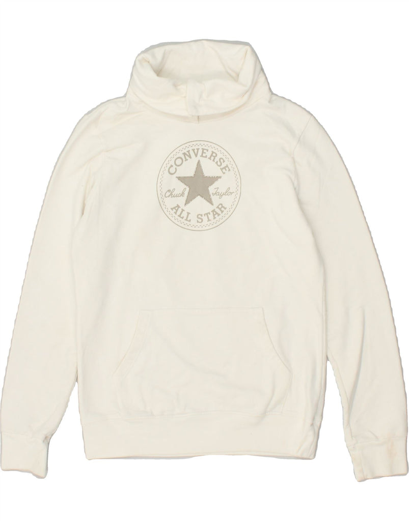 CONVERSE Girls Graphic Sweatshirt Jumper 11-12 Years Off White Cotton | Vintage Converse | Thrift | Second-Hand Converse | Used Clothing | Messina Hembry 