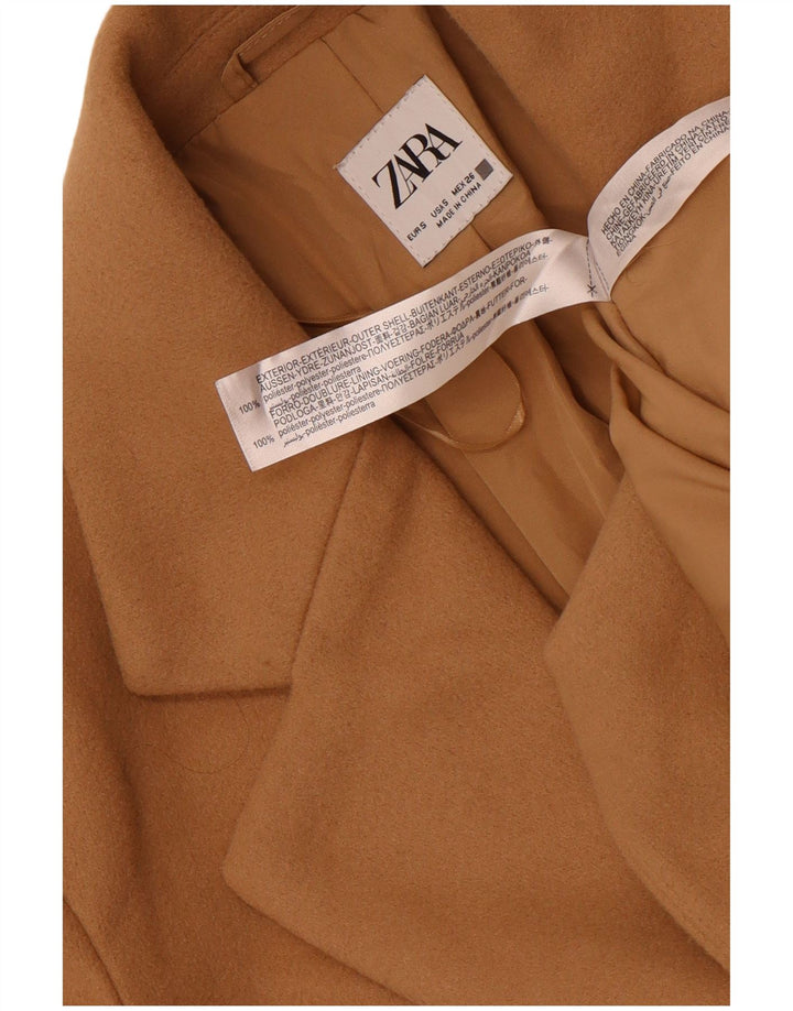 Zara Womens Overcoat UK 10 Small Beige Polyester
