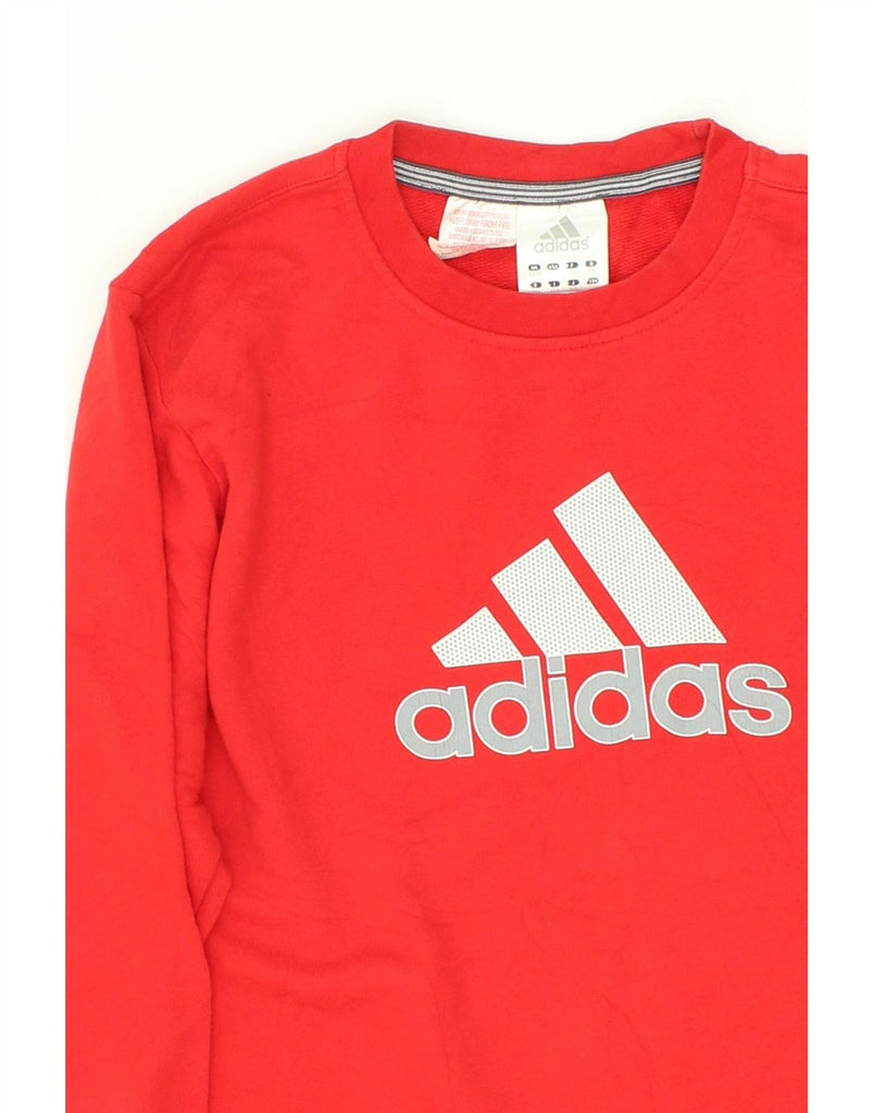 ADIDAS Boys Graphic Sweatshirt Jumper 15-16 Years Red Cotton Vintage Adidas and Second-Hand Adidas from Messina Hembry 