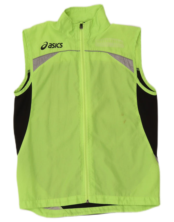 Asics Mens Sleeveless Tracksuit Top Jacket Small Green Colourblock
