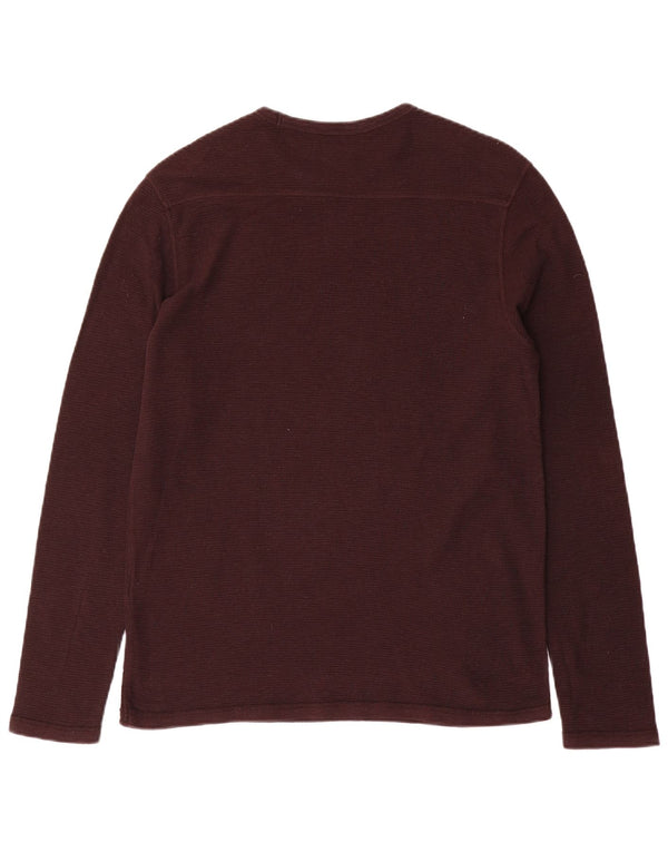 All Saints Mens Top Long Sleeve Medium Brown Cotton