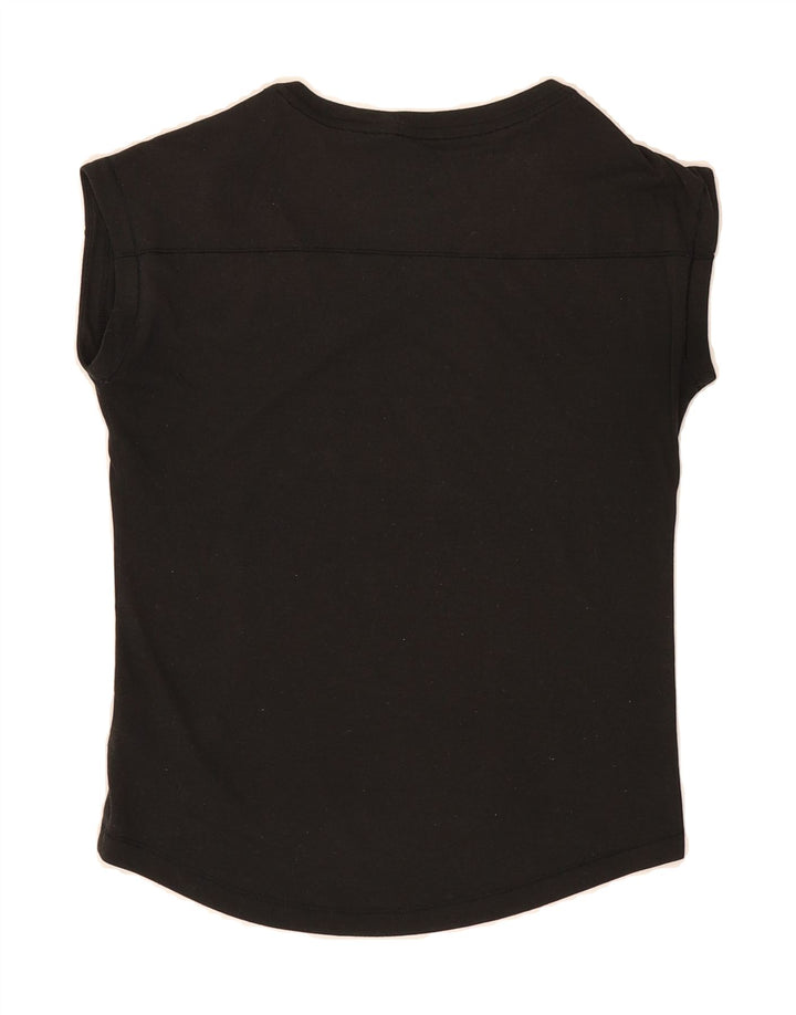 REEBOK Womens Graphic T-Shirt Top UK 4/6 XS Black Polyester Vintage Reebok and Second-Hand Reebok from Messina Hembry 