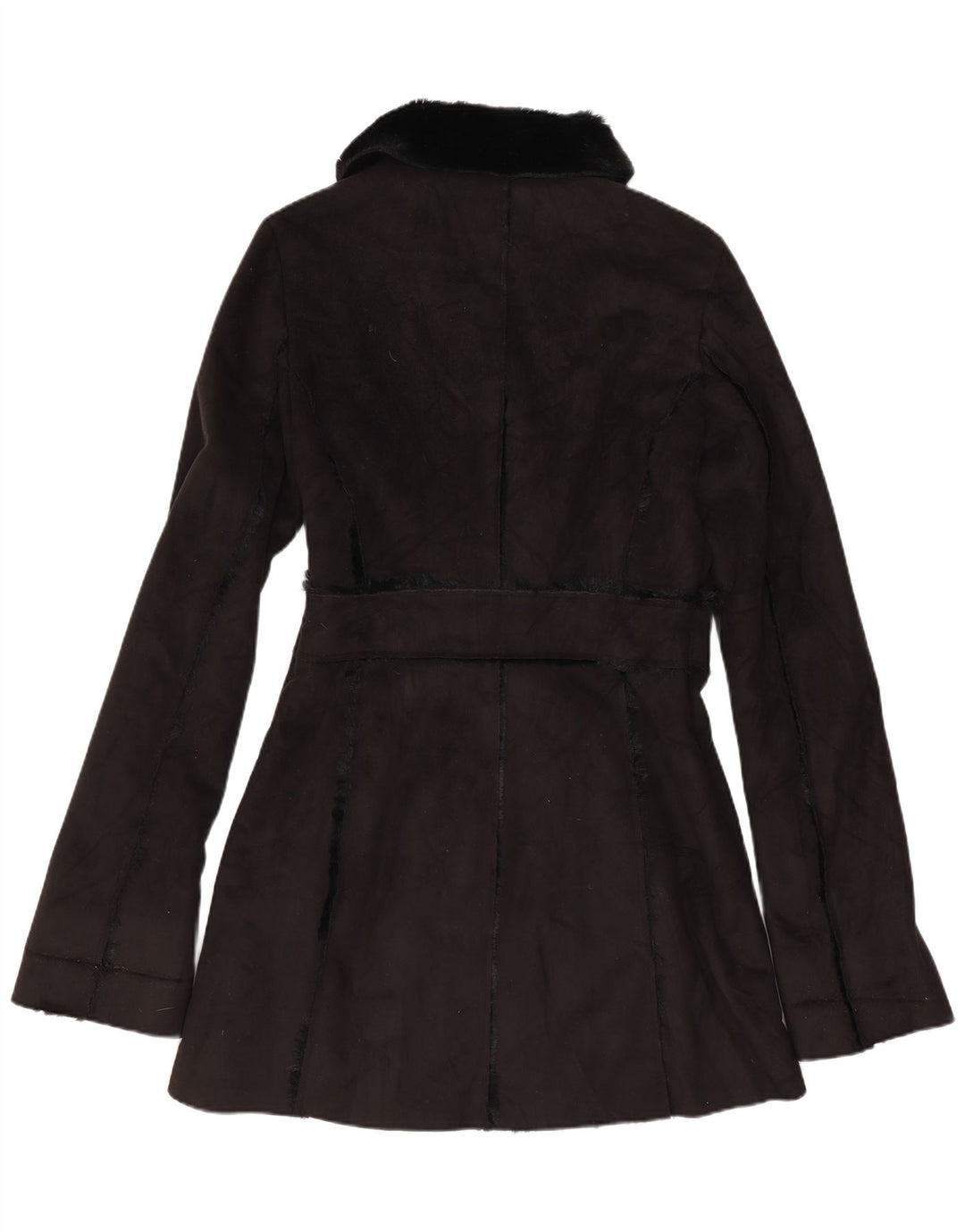 Vintage Womens Sherpa Overcoat UK 12 Medium Black