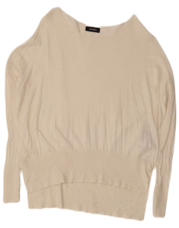 Max & Co. Womens Oversized Boat Neck Jumper Sweater UK 10 Small Off White