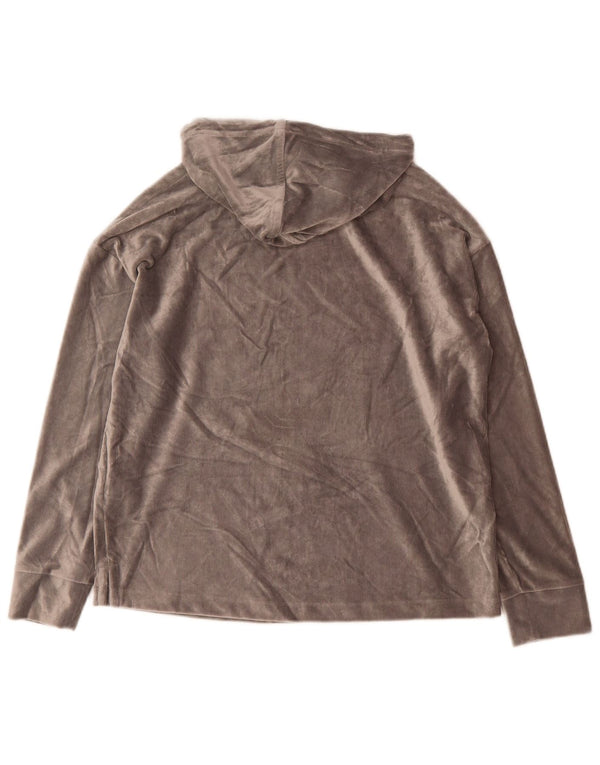 Marks & Spencer Womens Velour Oversized Hoodie Jumper UK 8 Small Grey