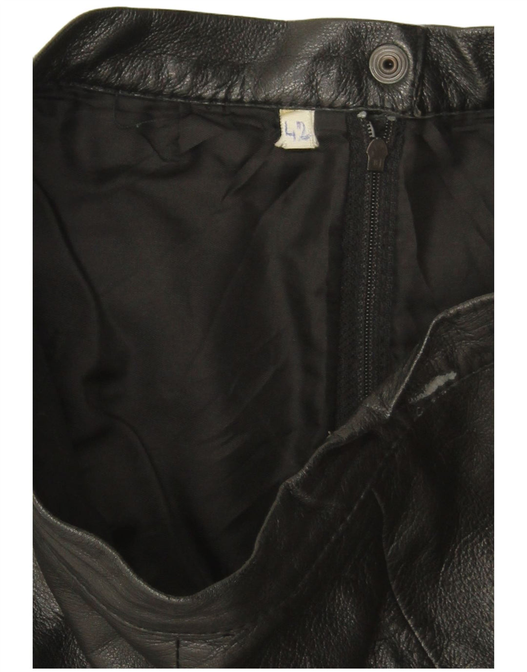 Vintage Womens High Waist Leather Skirt IT 42 Medium W28 Black