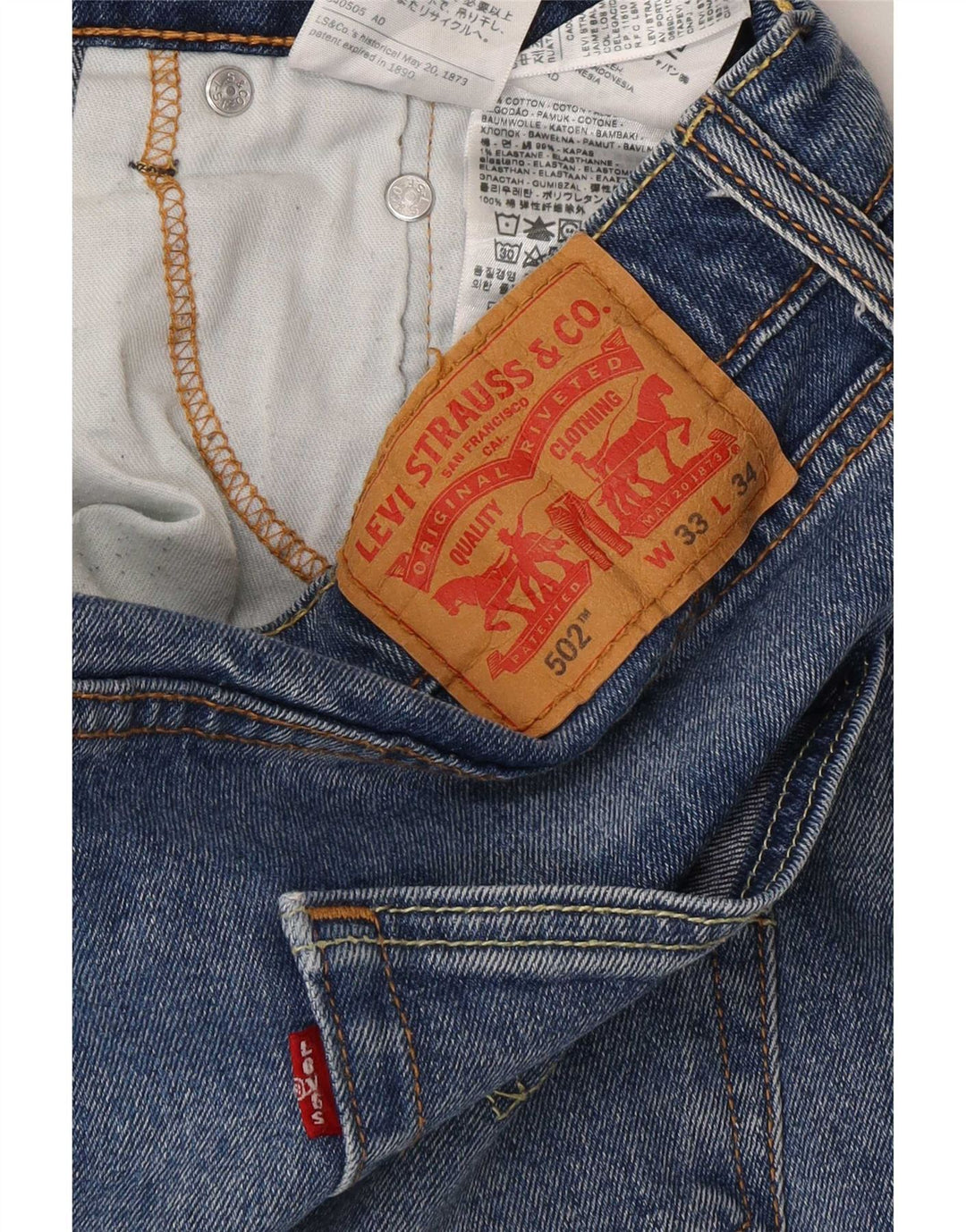 Levi's Mens 502 Tapered Jeans W33 L28 Blue Cotton